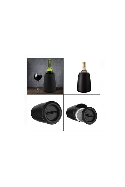 OEM Frapiera Vin din Plastic Negru cu Element de Racire 15x15x20.5cm