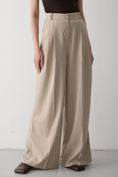 Laluvia Stone Pleated Wide Leg Trousers - 3602