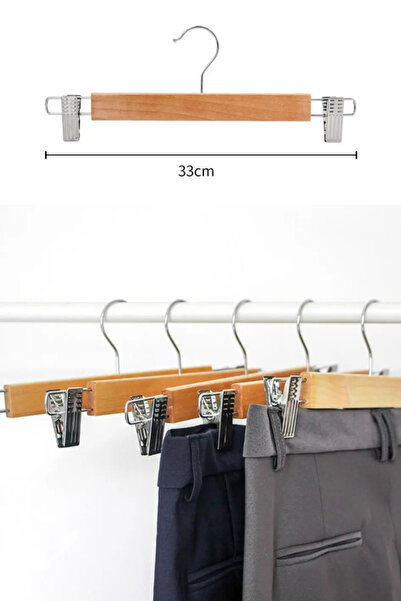 Comprox 10 Pieces Wooden Hanger Latch Skirt-Pants Hanger Clothes Hanger-Baby Hanger - Adjustable Hanger