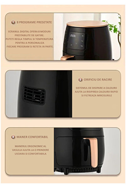 NEXTLY Set Friteuza Cu Aer Cald Si 100buc Hartie De Copt 16x4.5cm, , Gatire Fara Ulei, Air Fryer