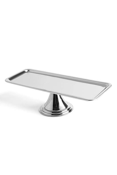 Elzemm store Stainless Steel 1 Piece Rectangular Footed Cake Stand Presentation Holder Catering Silver
