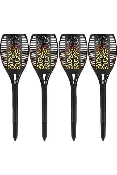 NEXTLY Set 4 X Lampa Solara De Exterior Tip Torta Cu Efect De Flacara , Decorativa, Senzor