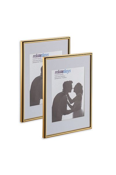 Relaxdays Set of 2 photo frames 20x30 cm, gold, Relaxdays