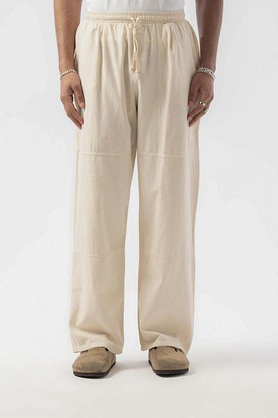 jaceyjace Part Detailed Linen Trousers - Beige
