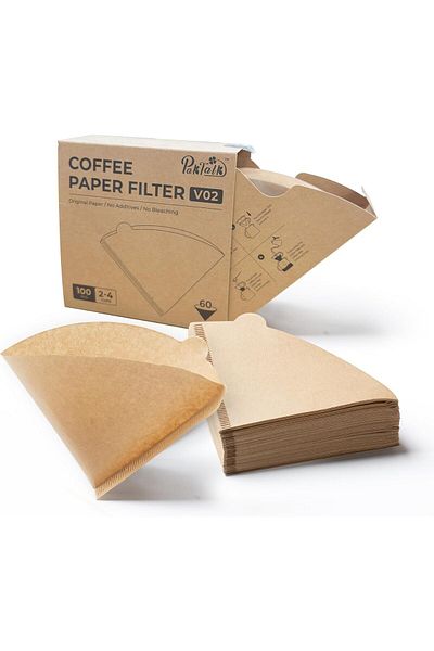 COOYA V60 Coffee Filter,Size 02 Cone 2-4 Cups,for Pour Over and Drip Coffee Maker,Natural Brown,100 Count