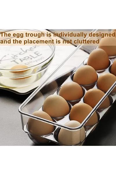 COOYA 2-piece transparent egg storage box,stackable,with lid,groove design,suitable for kitchen storage