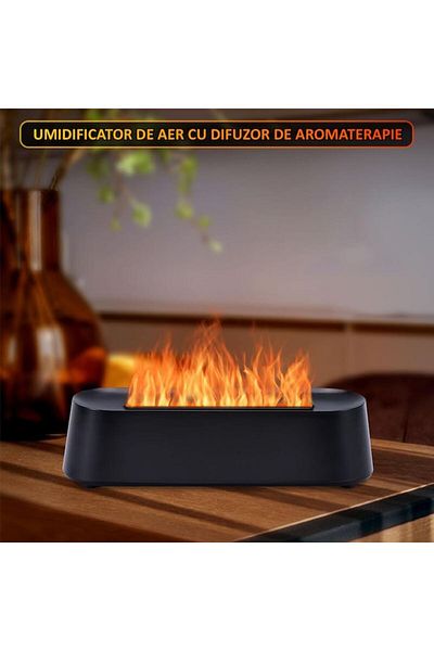 NEXTLY Umidificator De Aer Cu Difuzor De Aromaterapie Efect De Flacara , Iluminare Ambientala Rgb