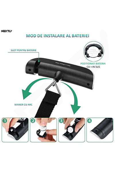 NEXTLY Digital Hand Luggage Scale, LCD Display, Temperature Sensor, Loud Function, Maximum