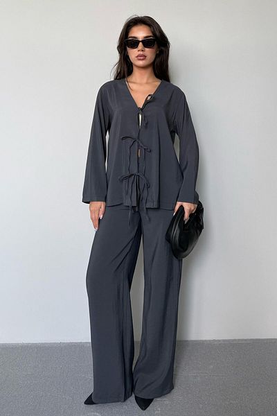 Seeh Smoked Front Tie-Up Bottom Top Set Sh240