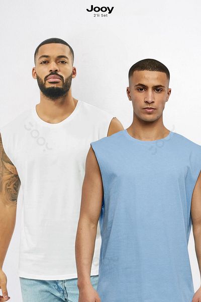 Jooy Campaign Set of 2 Men's Training Athlete Oversize Sleeveless T-Shirt