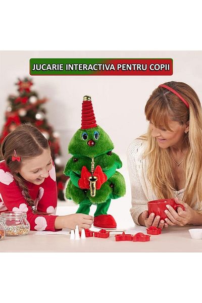 NEXTLY Jucarie Interactiva De Plus , Brad Cu Chitara Dansator, Imita Sunete/repeta Ceea Ce Spui