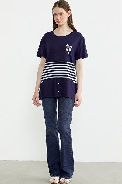 Sementa Футболка з принтом і деталізованими лініями - темно-синя