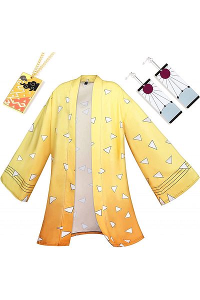 Amycute cardigan with earrings and necklace set, polyester/alloy, yellow/white, size L