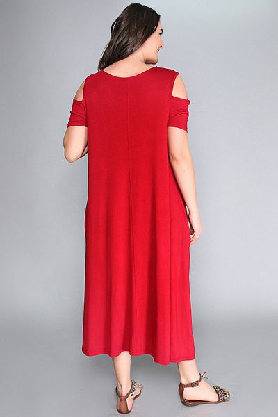 Curvy Trend Large Size Salty Water Printed Off-The-Shoulder Dress