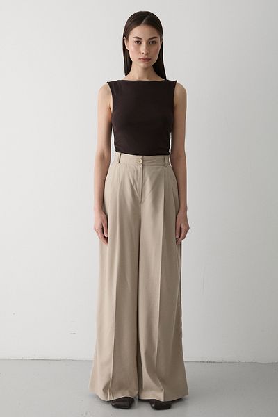 Laluvia Stone Pleated Wide Leg Trousers - 3602