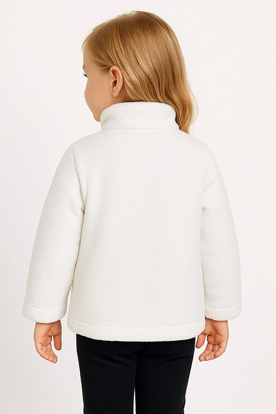 Firststops Girl's Plush Ecru Black Pocket Zippered Welsoft Winter Coat
