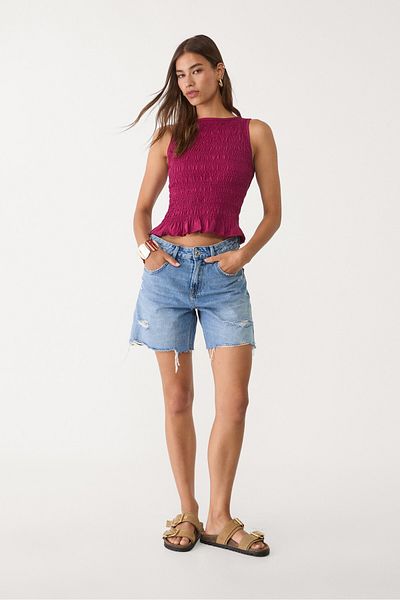 Stradivarius Gathered T-shirt with ruffles