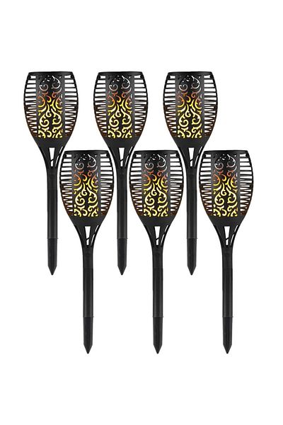 NEXTLY Set 6 X Lampa Solara De Exterior Tip Torta Cu Efect De Flacara , Decorativa, Senzor