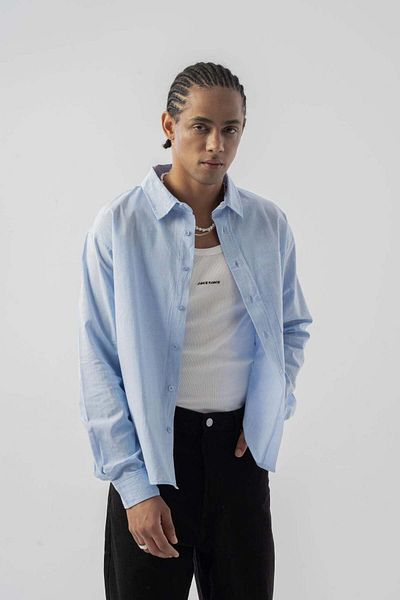 jaceyjace Basic Oversize Shirt - Blue