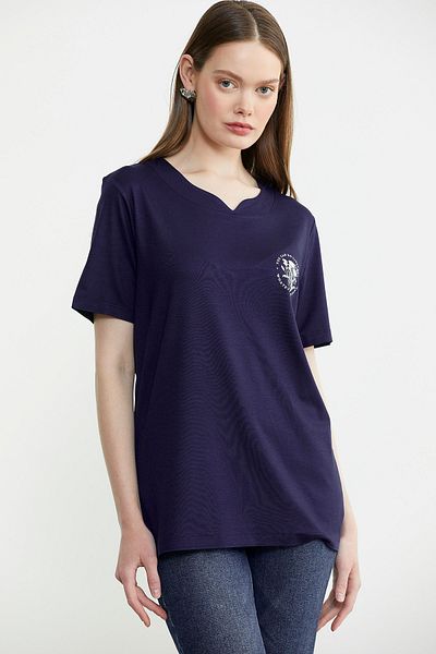 Sementa Μπλουζάκι με στάμπα Crew Neck - Navy Blue