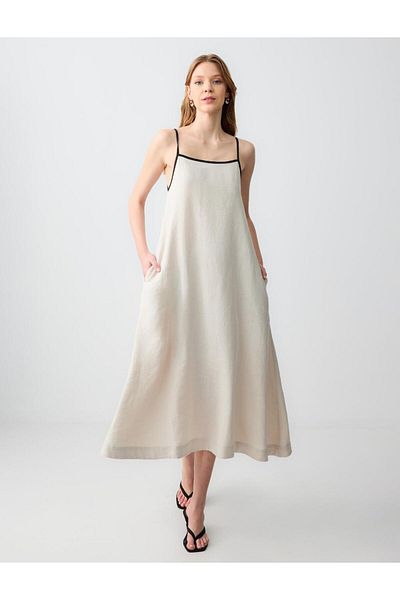 Jimmy Key Stone Loose Halter Neck Linen Dress
