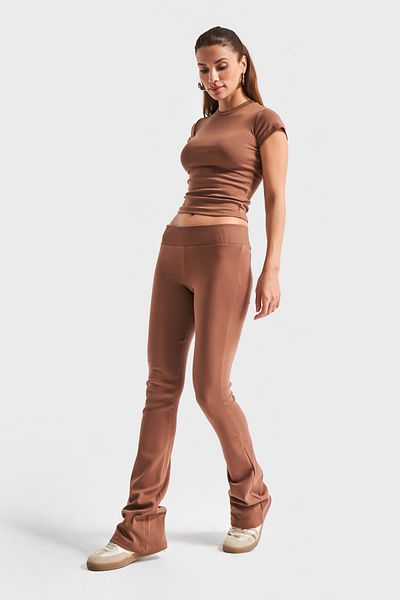 its basic Γυναικείο Καφέ s5-81 Slim Fit Super Flexible υφασμάτινο παντελόνι Flare Fit