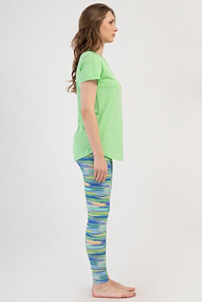 VİENETTA Kadın Kısa Kol Taytlı Yeşil Pijama Takımı C4T6N3O804