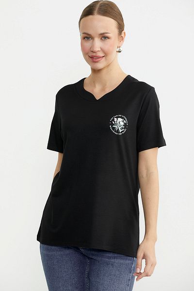 Sementa Μπλουζάκι με στάμπα Crew Neck - Μαύρο