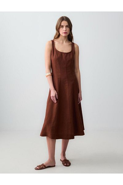 Jimmy Key Rochie midi fără mâneci, 100% in, maro amar
