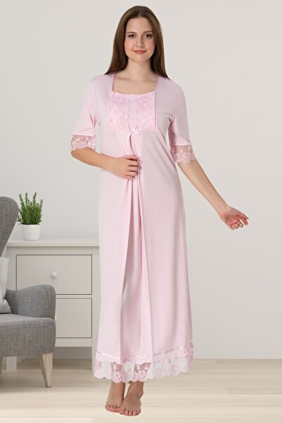 ByLohusa Cămașă de noapte de maternitate Effortt roz cu mânecă scurtă