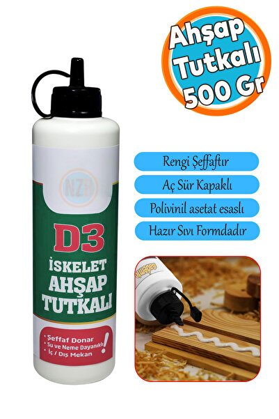 NZB D3 Hazır Ahşap Tutkalı 500 gram Şeffaf Mobilya Mdf Sunta Kumaş Kağıt DIY Uygulamalarında Yapıştırıcı