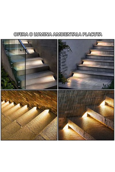 NEXTLY Set 2 X Lampa Solara Scari , Senzor De Lumina, 13 Led-uri, Lumina Calda, 2 Moduri