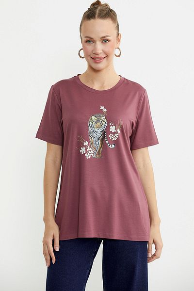 Sementa Animal Figure Printed Flowy T-Shirt - Rose