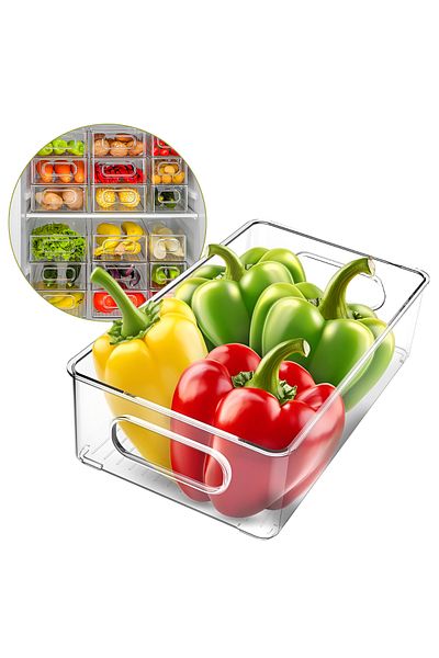 Köken Koken Storage Box, for fridge/office/kitchen, can be stacked, transparent, 25.5x15x7.5 cm
