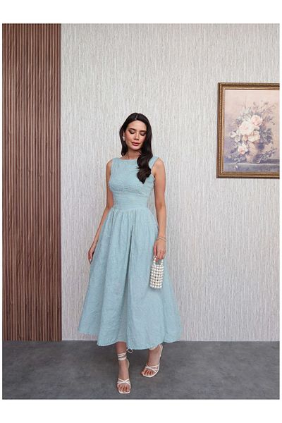 ESRAHELVACI Embroidered Backless Bow Detail Dress