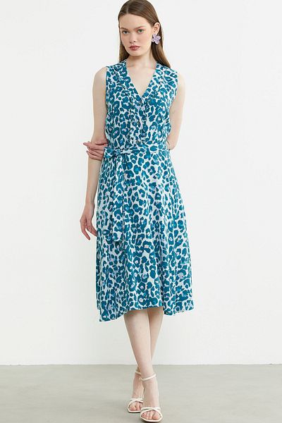 Sementa Rochie midi evazată cu model - Petrol