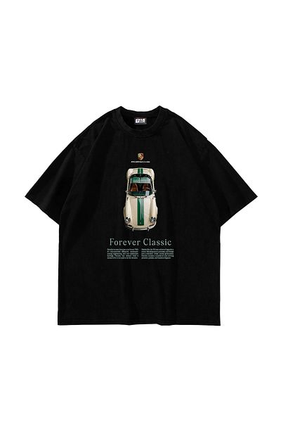 Sekizbiraltı Μαύρο μπλουζάκι Forever Classic με στάμπα Oversize Unisex