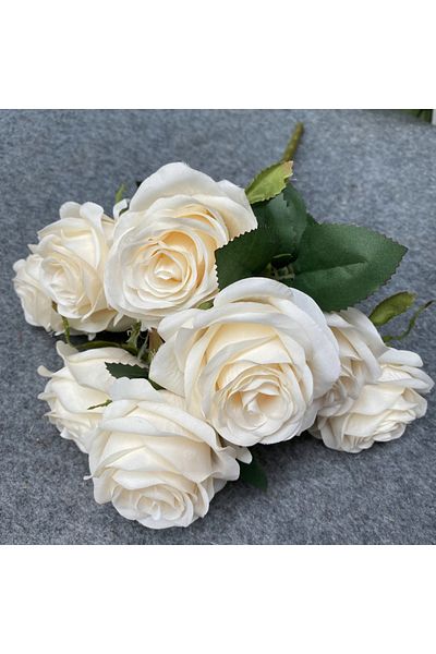 Choice beige 2 Artificial flowers simulation 9 head rose bouquet wedding wedding decoration artificial flo