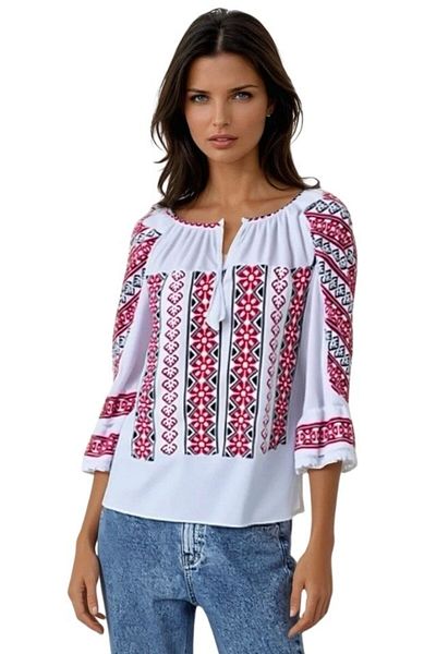 rody's forever Ladies' blouse type R24, alpine white/burgundy red