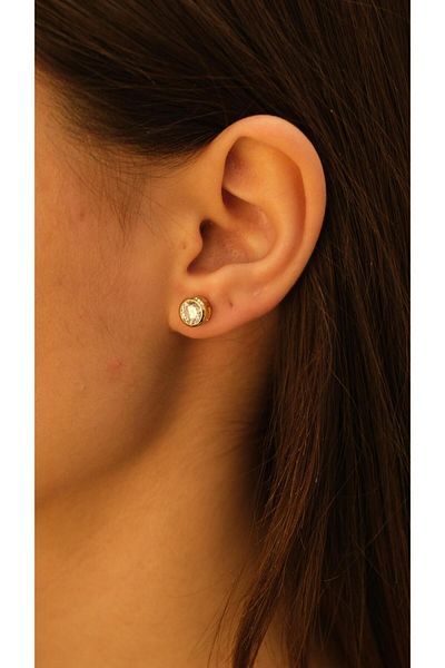 Jerie Gold Plate Detailsolitaire Earrings