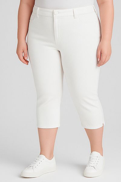 Hanezza Plus Size Full Lycra Linen Capri