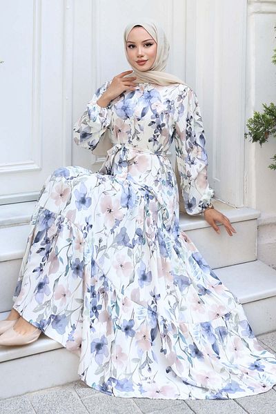 benguen Φόρεμα Hijab με σχέδιο λιλά 515