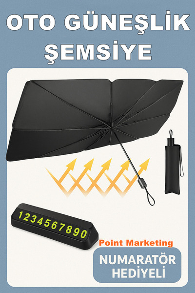 point marketing Dimensiune mare 75 cm x 135 cm umbrelă de soare pliabilă - baldachin pentru geamul din față a mașinii