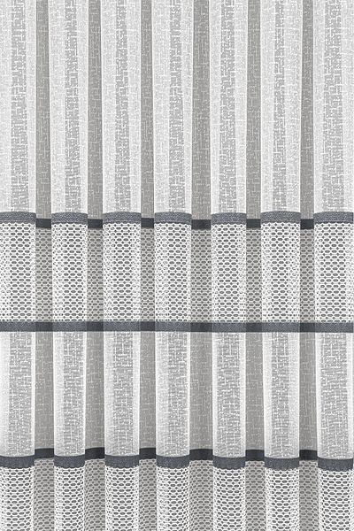 MARİTSA Tulle Curtain - Knitted Series Modern Classic Gray Lace Detailed Mesh Pattern White Dense Pleat (1X3) Curtain