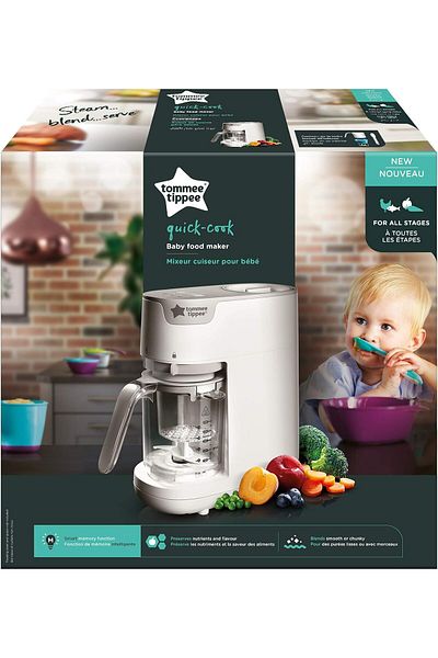 tommee tippee Rapid Baby Food Cooker with Electric Steamer Blender, White