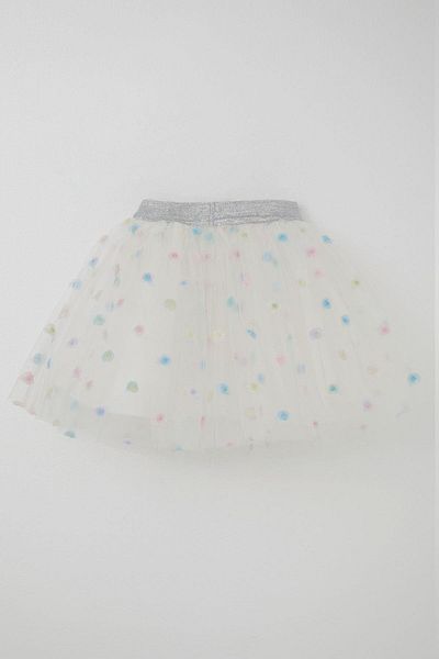 Breeze Fustă Tutu Feta Floare Colorata brodată 4-8 Ani, Alb
