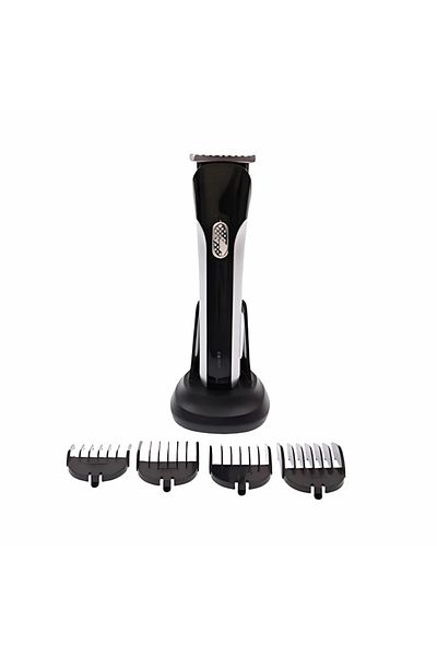 MACVI Aparat de tuns fara fir Macvi® cu stand, lame din otel, negru/argintiu, performanta inalta
