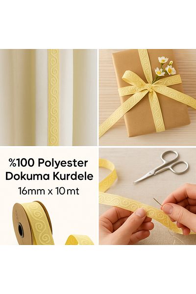 FANTASTIC KURDELE Πολυεστερική Κορδέλα Μπεζ Χρώμα 16mm X 10mt |   Διακοσμητική λωρίδα περικοπής