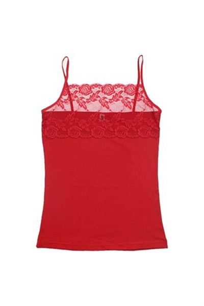 ÇamaşırcımShop Silver 4031 100% Cotton Rope Strap Lace Tank Top
