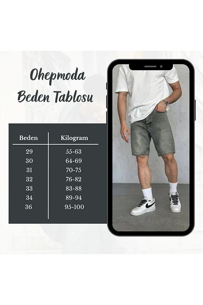 OHEPMODA Ανδρικό τζιν σορτς που πλένεται